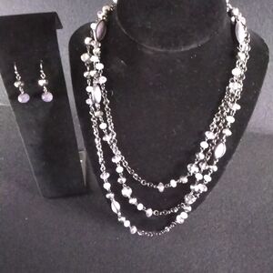 Chic Silver and Purple Necklace Set